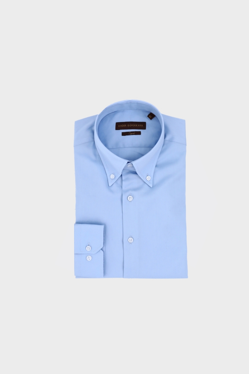 Yaka Düğmeli Gömlek - Mavi