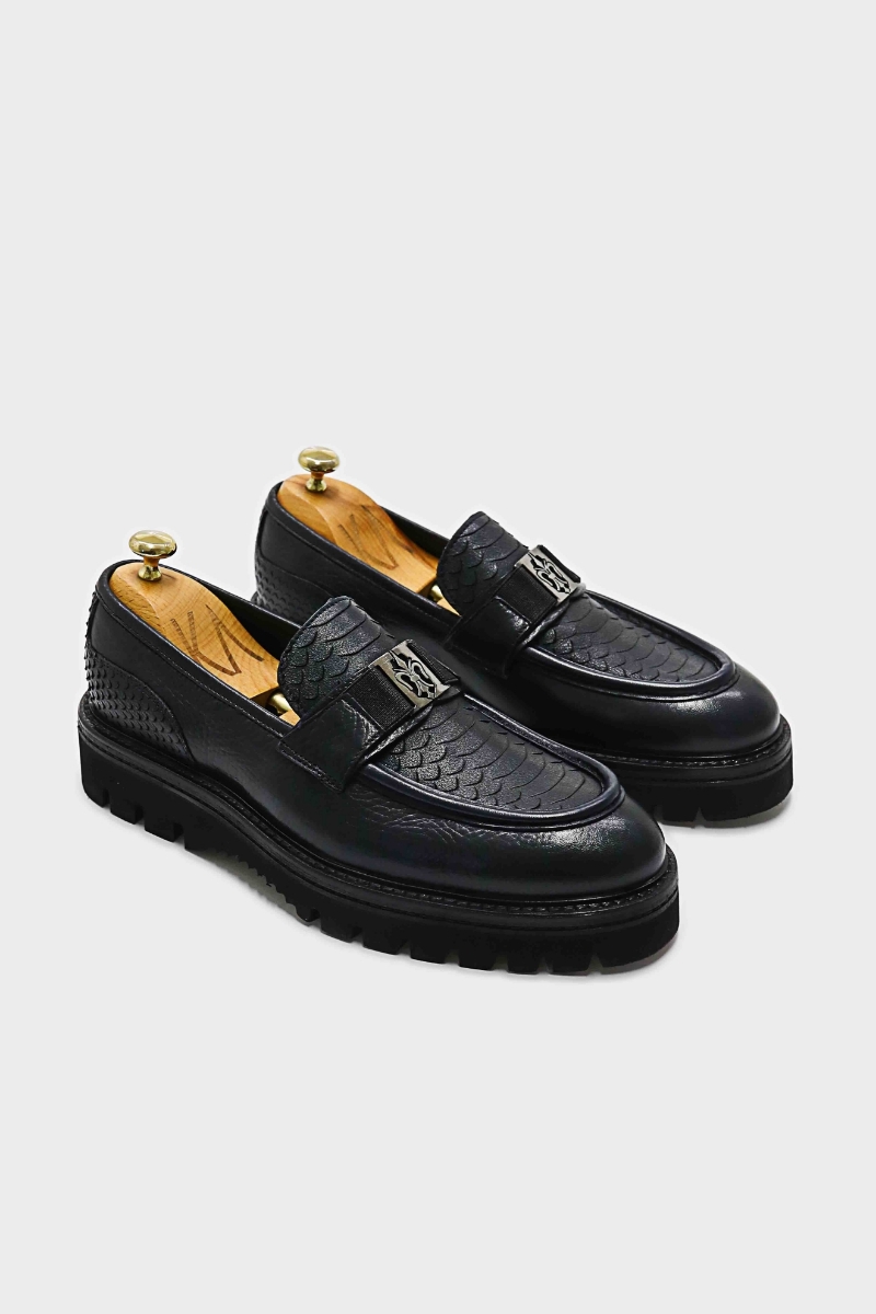 Loafer Ayakkabı - Lacivert Floter Anaconda