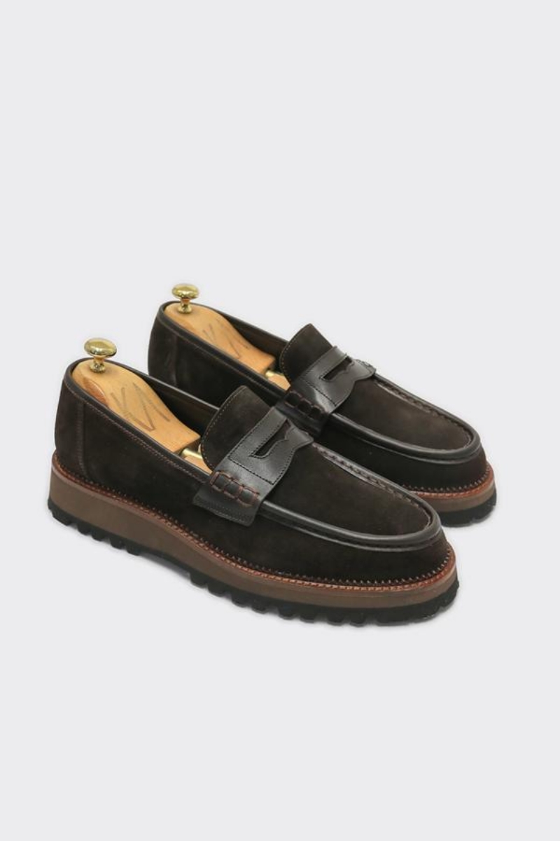 Loafer Ayakkabı - Kahverengi Süet Biye