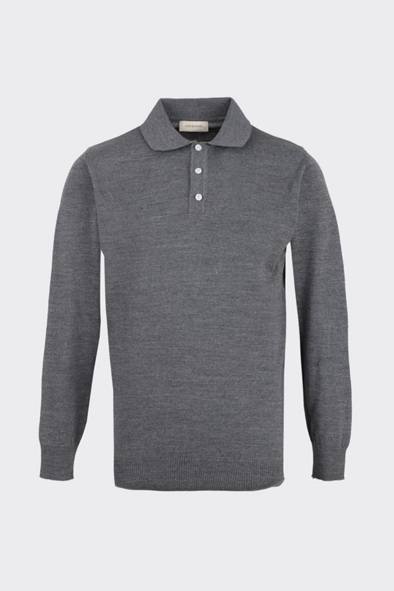 Pearl Polo Yaka Triko - Gri-melanj