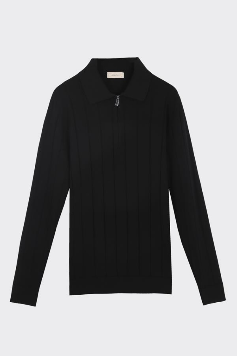 Lungo Polo Yaka Triko - Siyah