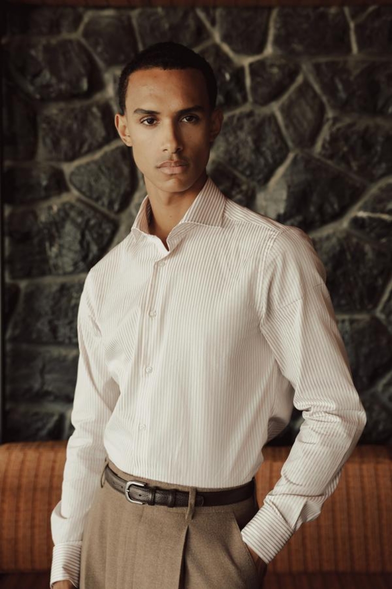 Trieste İtalyan Yaka Gömlek - Bej