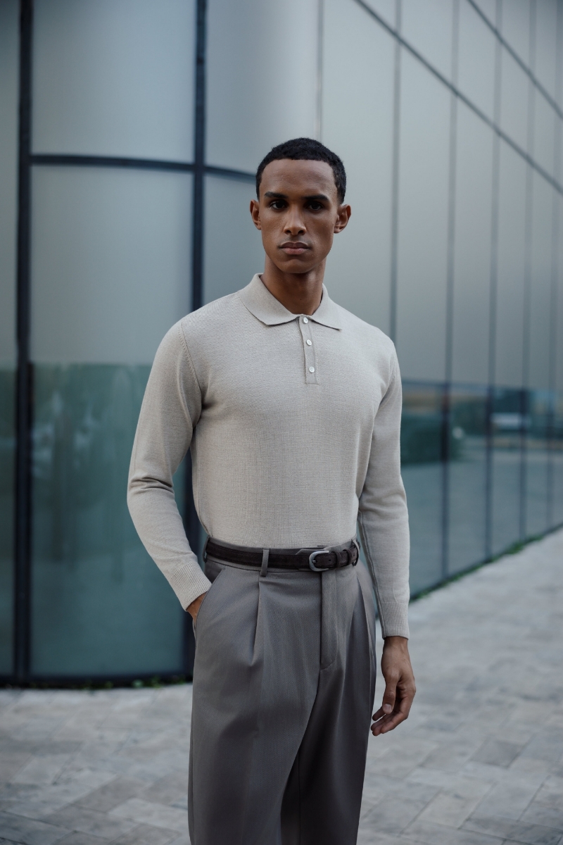 Pearl Polo Yaka Triko - Bej-melanj