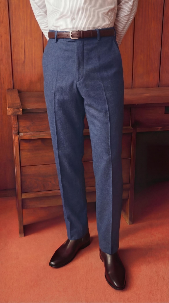 Luxe Flanel Slim Fit Pantolon - Açık Lacivert